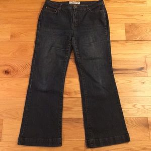 Faded Glory Petite 14 Stretch Flare Jeans Dark Wash 10" Rise